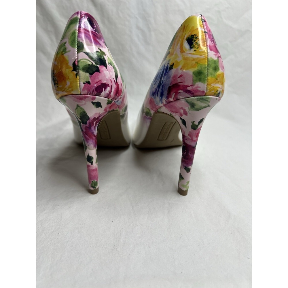 Christian Siriano Payless Floral Patent Pumps White Pointed Toe Stiletto Heel Wo - Picture 3 of 12